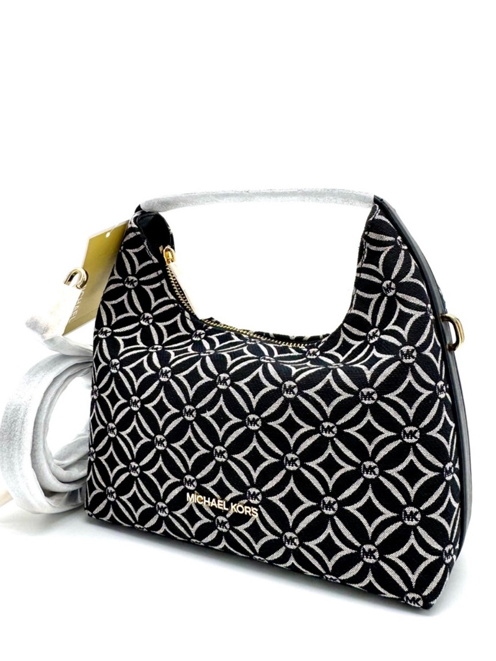 Michael Kors Ember Small Logo Jacquard Messenger Bag Black